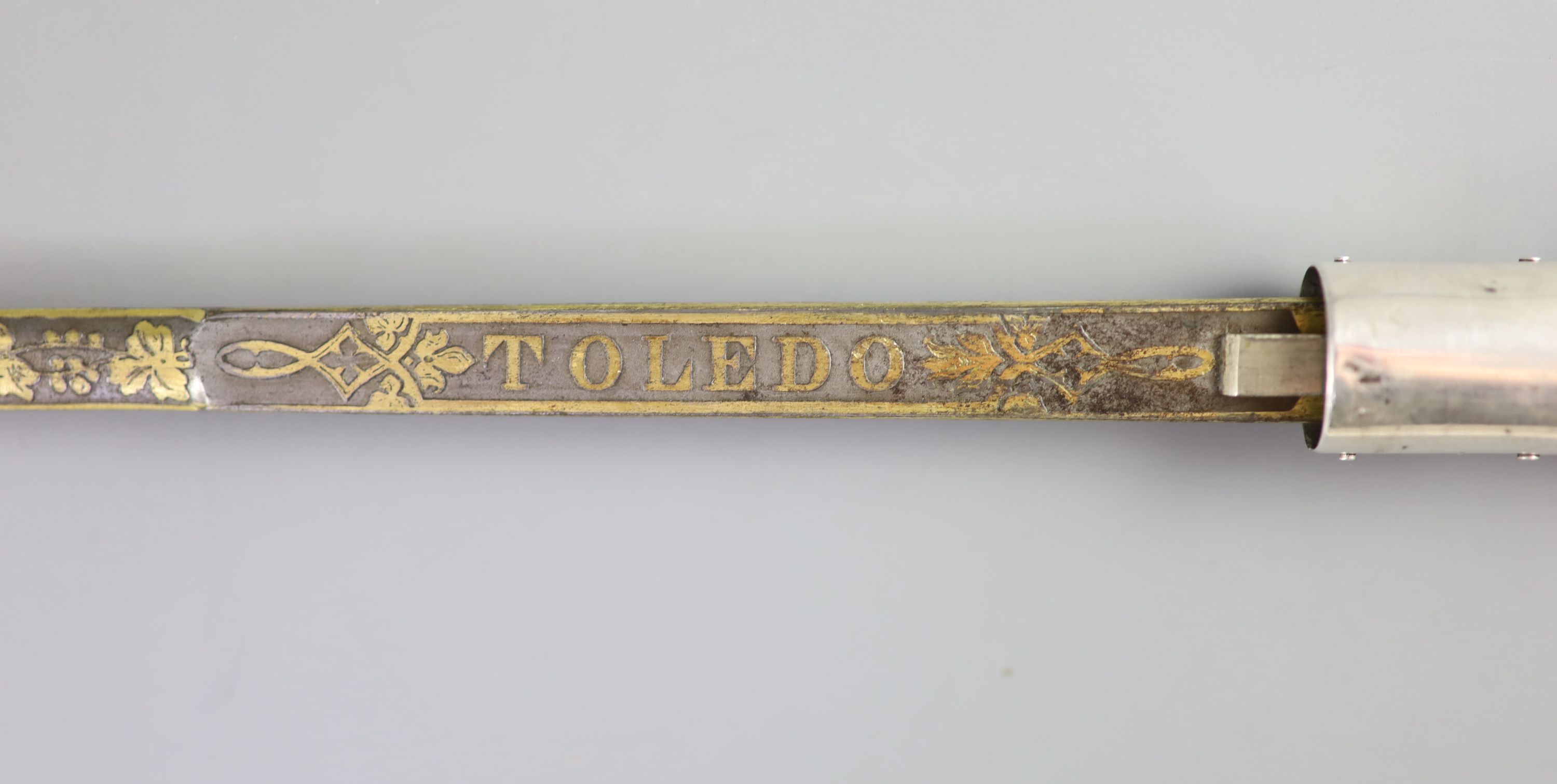 A French Toledo bladed swordstick, 19th century 87cm long